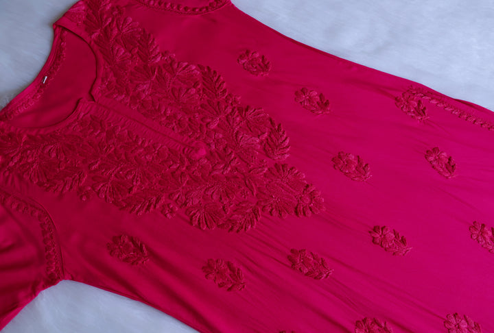 Ayra Deep Pink Long Rayon kurta