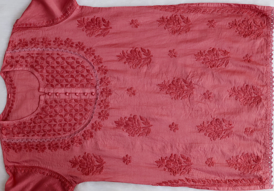 Jannat Rose Brown Short Chanderi Kurta