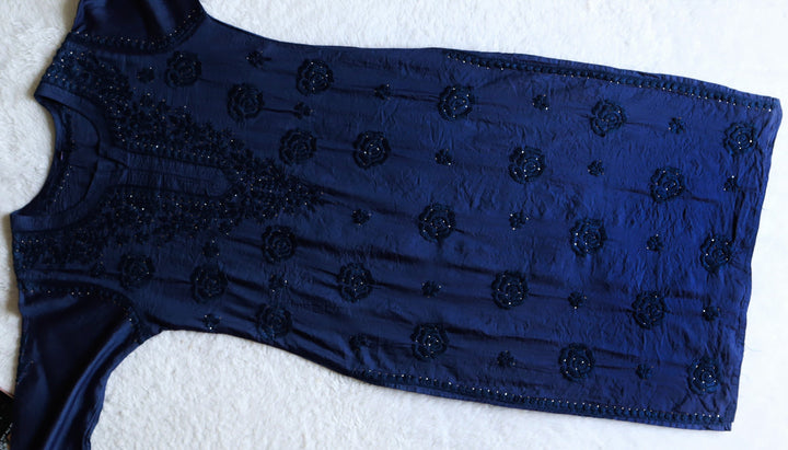 Hoor Royal Blue Pure Chanderi Kurta