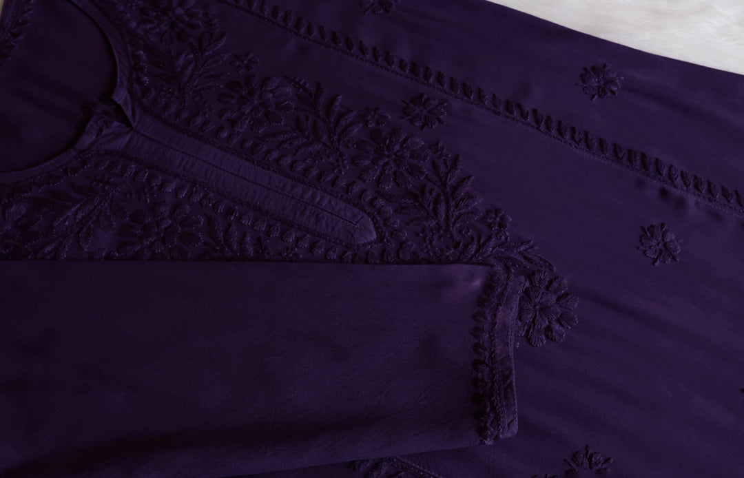 Zainab Deep Purple Ombre Long Rayon Kurta