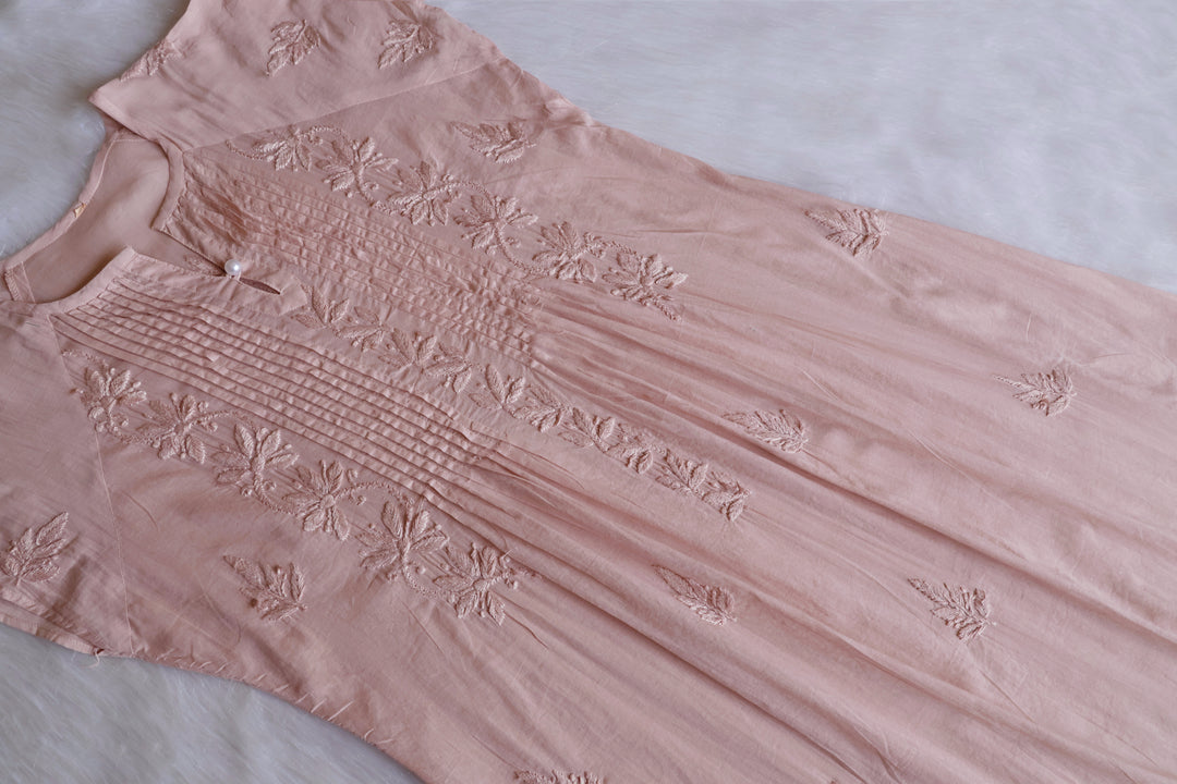 Noor Beige Pure Cotton Midi Dress