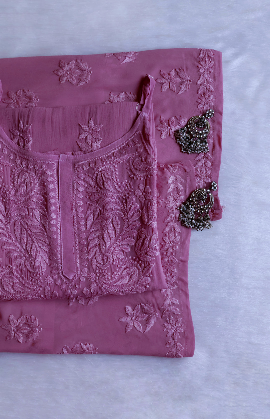 Zimra Dusty Purple Viscose Sleeveless Set - Noor Chikankari