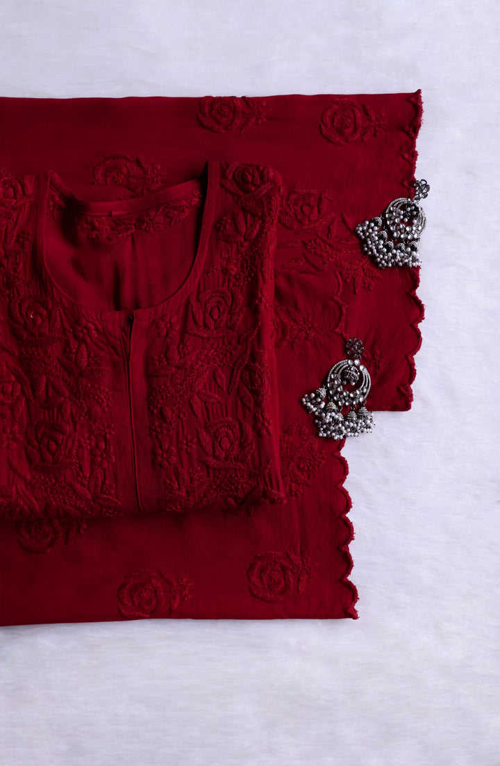 Gul Maroon Scalloped Rayon set