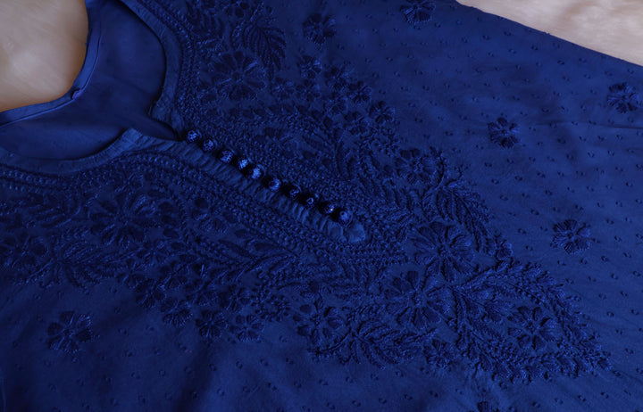 Nazakat Royal Blue Cotton Kurta set