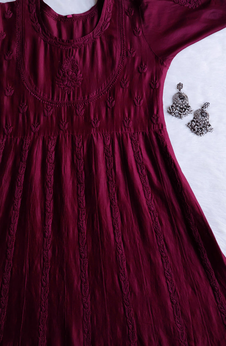 Naqsh Deep Purple Pure Chanderi Silk Anarkali