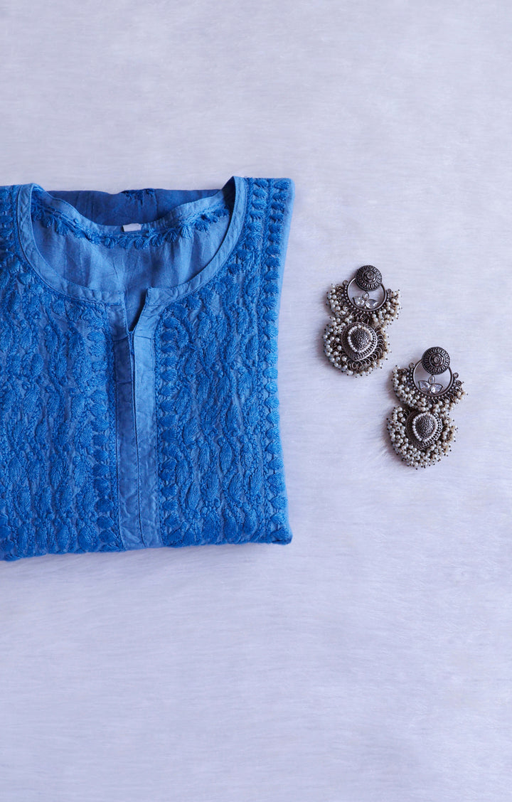 Dilnoor Royal Blue Chanderi Ombre Kurta