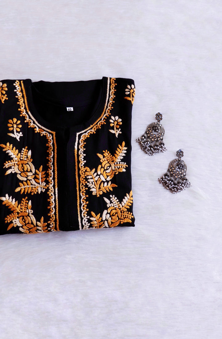 Eliza Black & Yellow Ombre Long Rayon Kurta