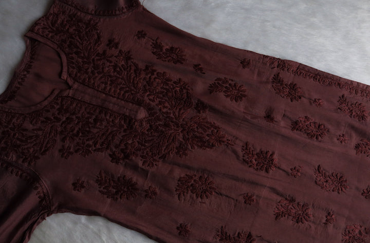 Zenara Chocolate Brown Chanderi Kurta