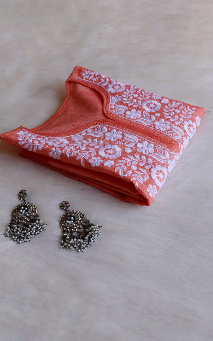 Taraa Peach Cotton Kurta