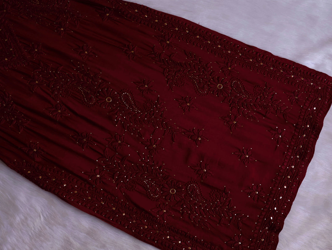 Iqra Maroon Pure Muslin Kurta