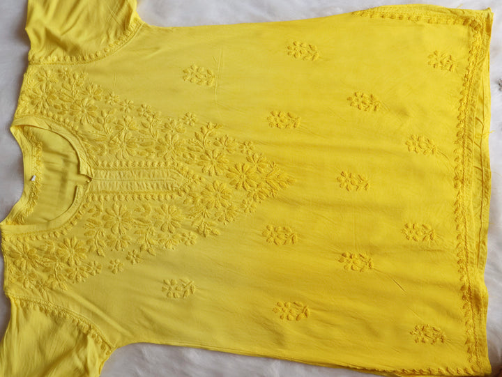 Farhaa Yellow Ombre Short Rayon Kurta