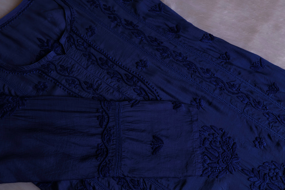 Maaham Pure Muslin Royal Blue Kurta