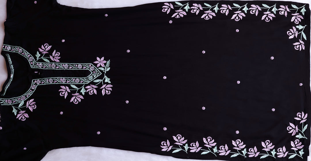 Gul Kashmiri Black & Lavender Modal Kurta Set