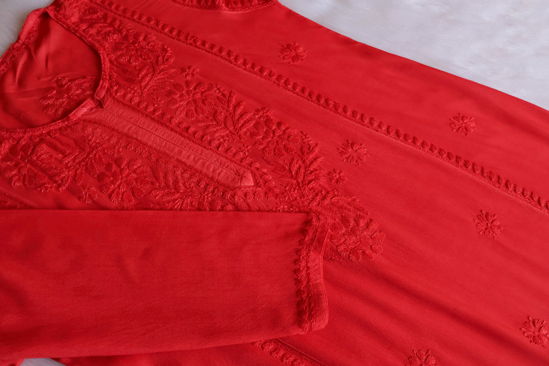 Zainab Coral Ombre Long Rayon Kurta