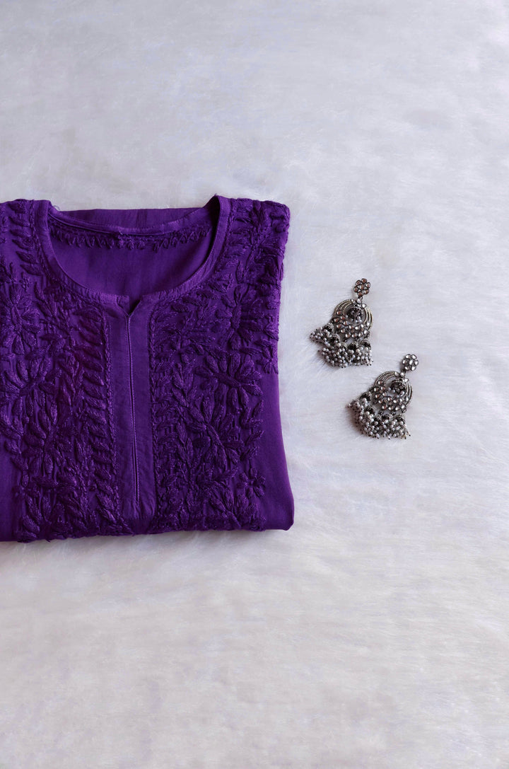 Amirah Deep Purple Long Rayon Kurta