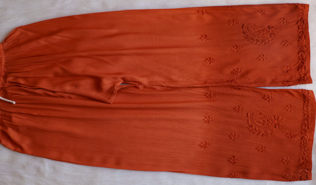 Laila Rust Ombre Rayon 3 Piece Set - Noor Chikankari