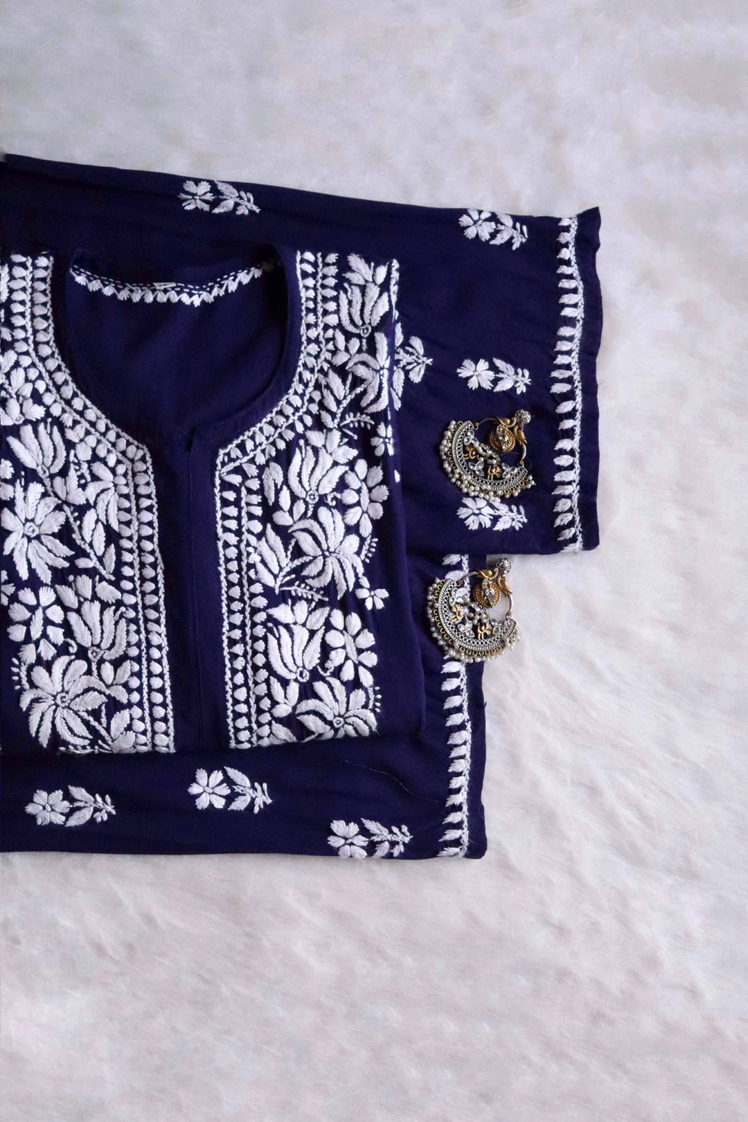 Zainab Navy Blue Rayon Kurta Pant set