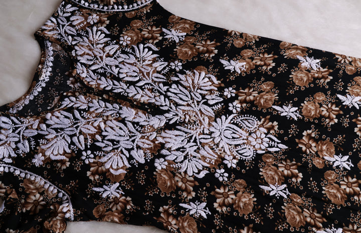 Gul-E-Bahaar Black Long Rayon kurta