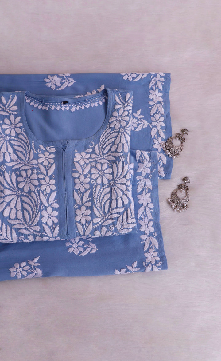 Ayesha Ice Blue Rayon Kurta Pant set