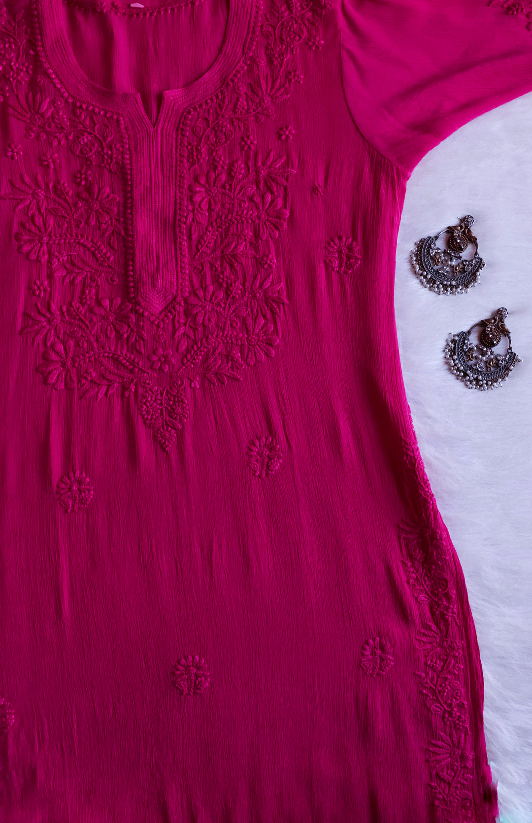 Mehr Deep Pink Pure Chiffon Kurta
