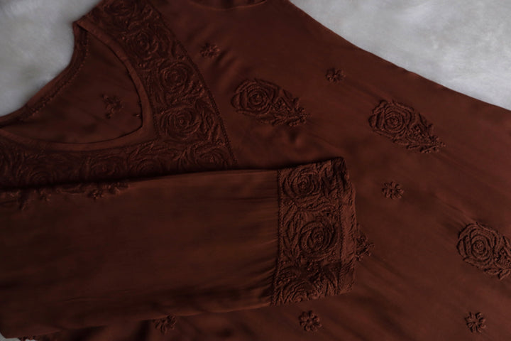 Gul Chocolate Brown Premium Modal Flared Anarkali