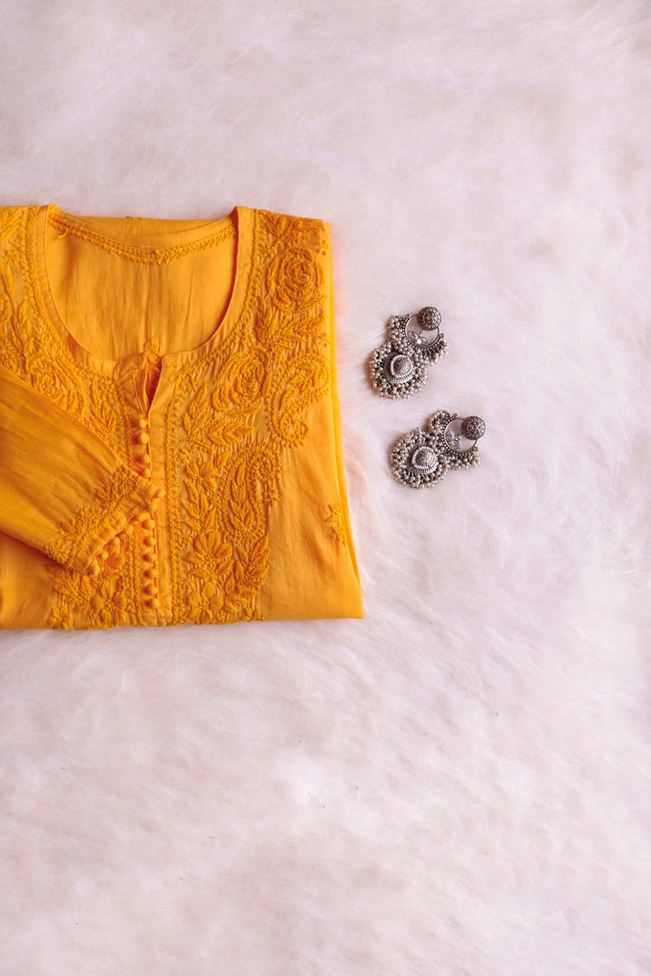Gul Mustard Cotton Kurta