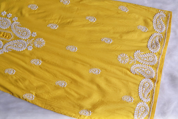 Yellow & White Cotton Kurta
