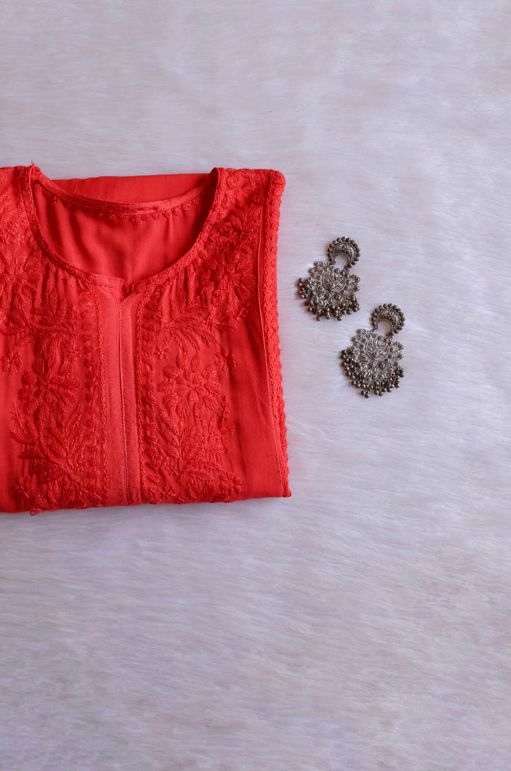 Zainab Coral Ombre Long Rayon Kurta