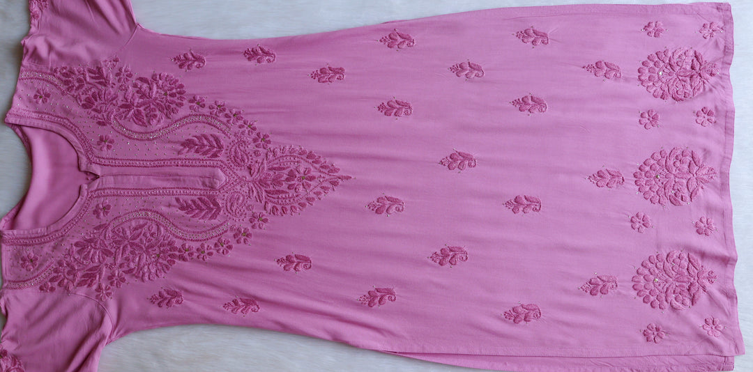Naida Mauve Rayon mukaish Long Kurta