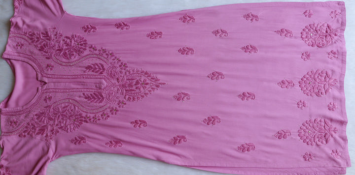 Naida Mauve Rayon mukaish Long Kurta