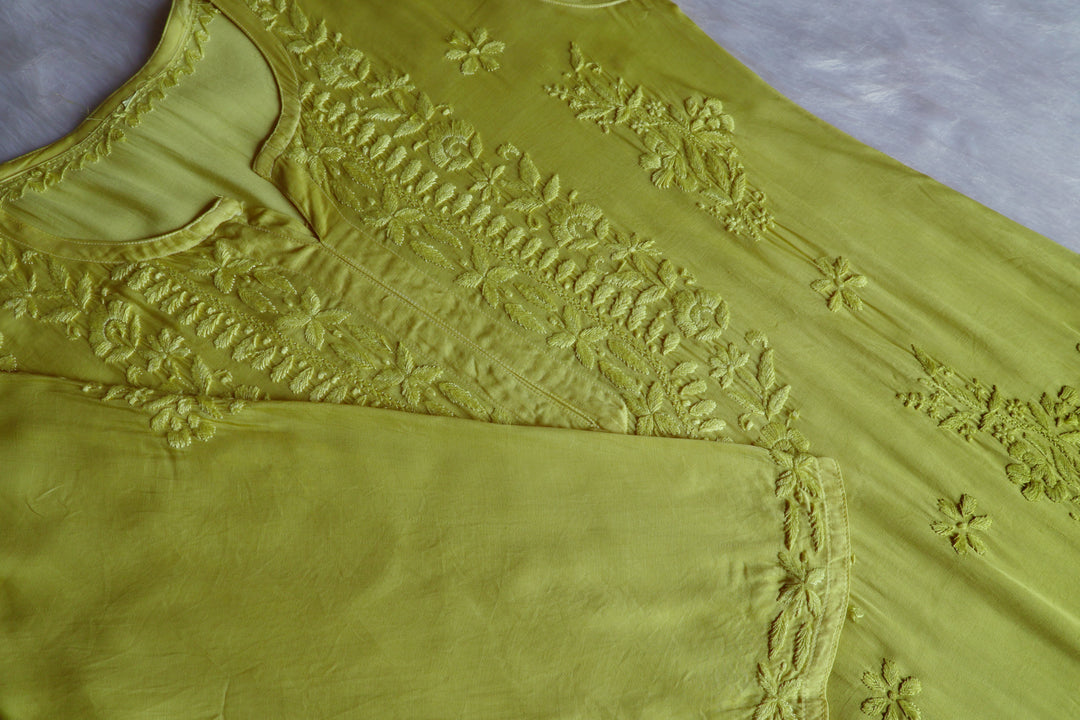 Mahnoor Olive Green Modal Silk Kurta Set