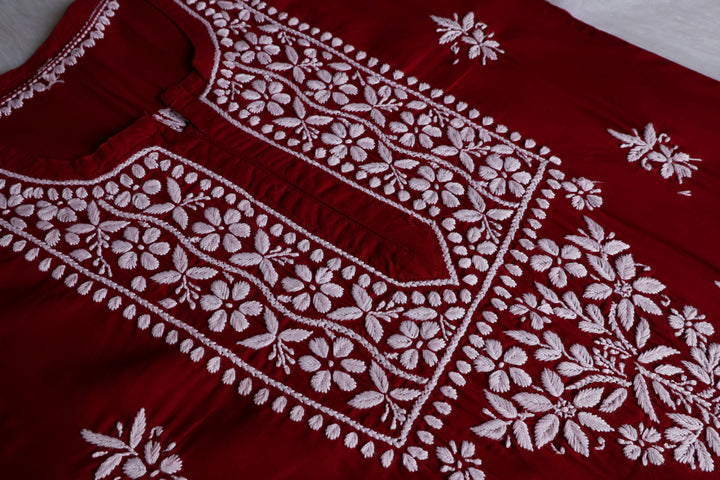 Waliya Maroon Cotton Kurta
