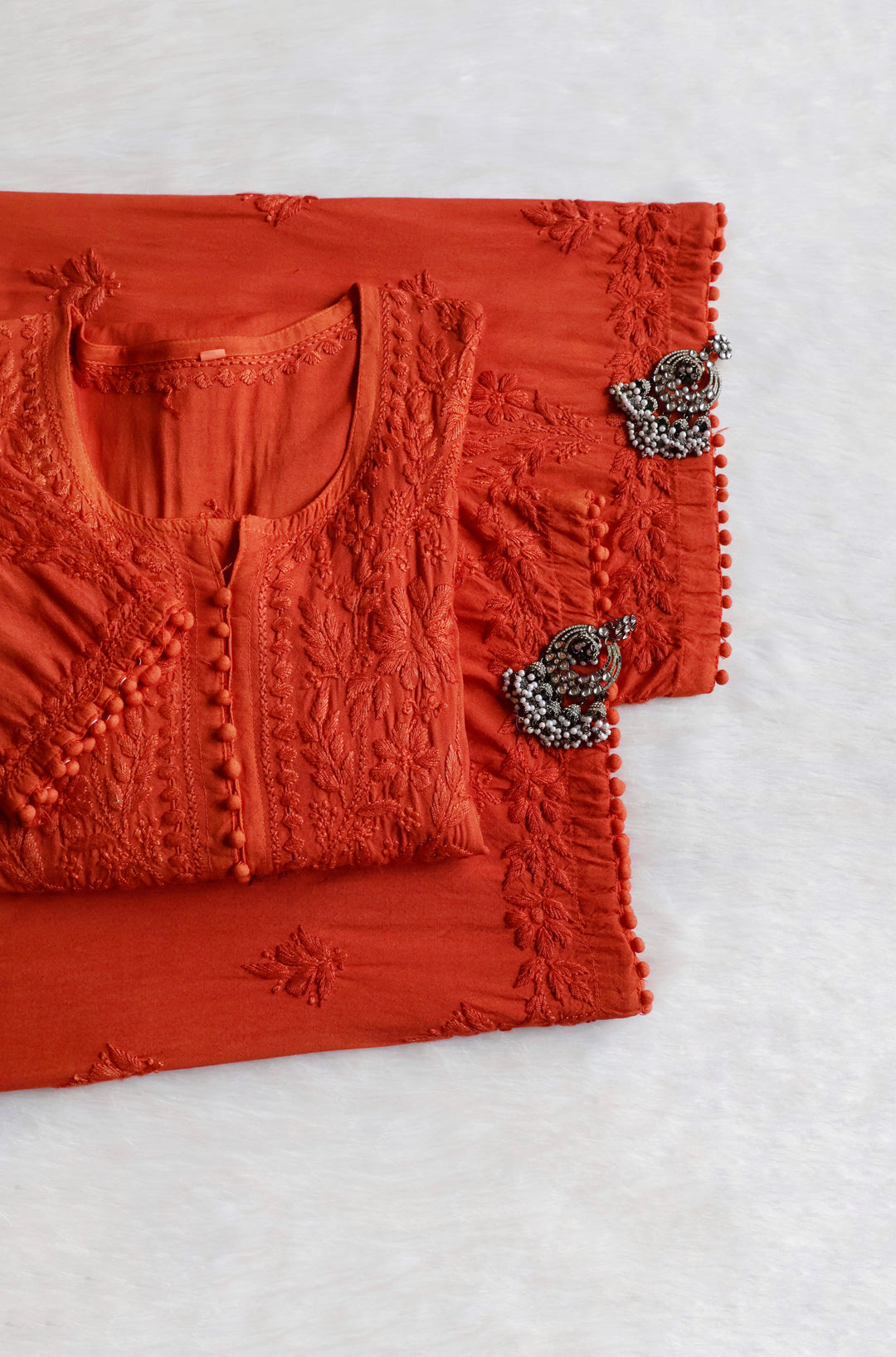 Enaara Rust Potli Button Rayon set
