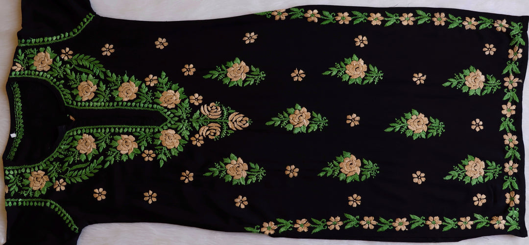 Gulaab Black & Beige Rayon Kurta Set