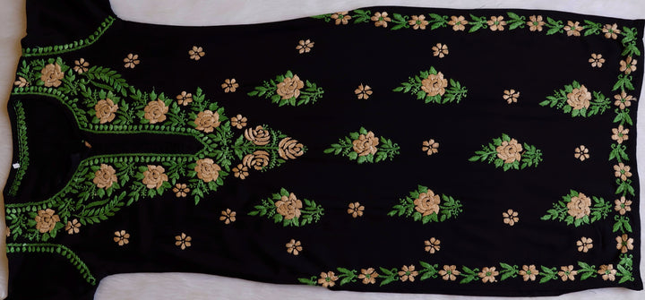 Gulaab Black & Beige Rayon Kurta Set