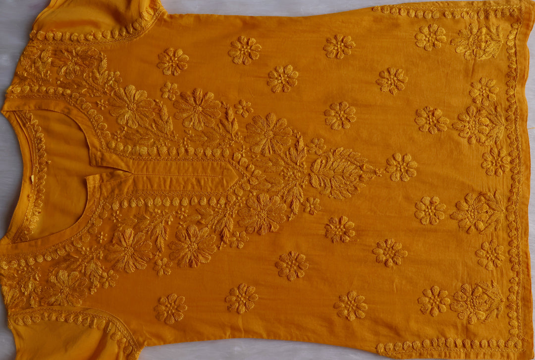 Nazakat Mustard Cotton short kurta