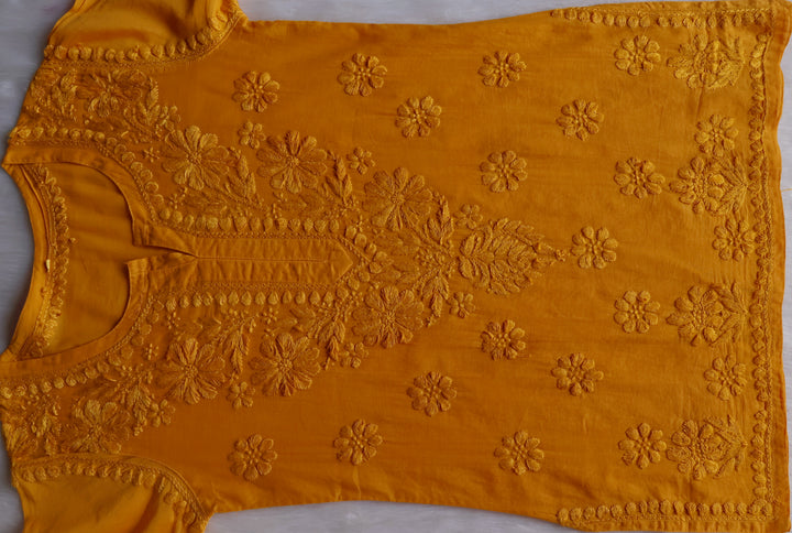 Nazakat Mustard Cotton short kurta