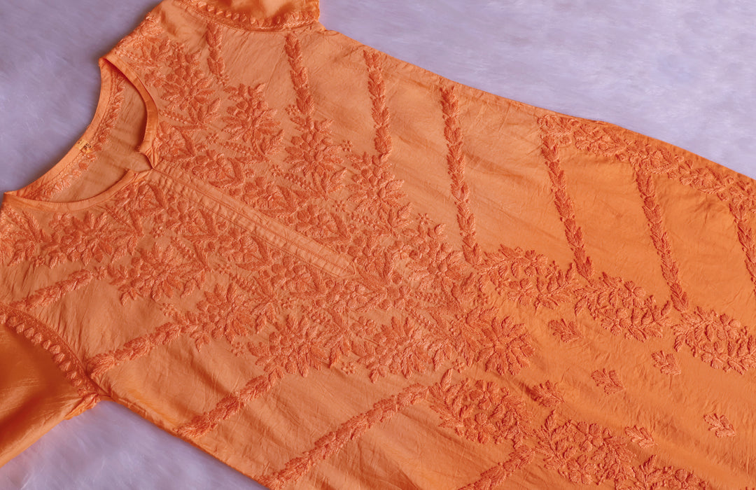 Jannat Peach Pure Chanderi set