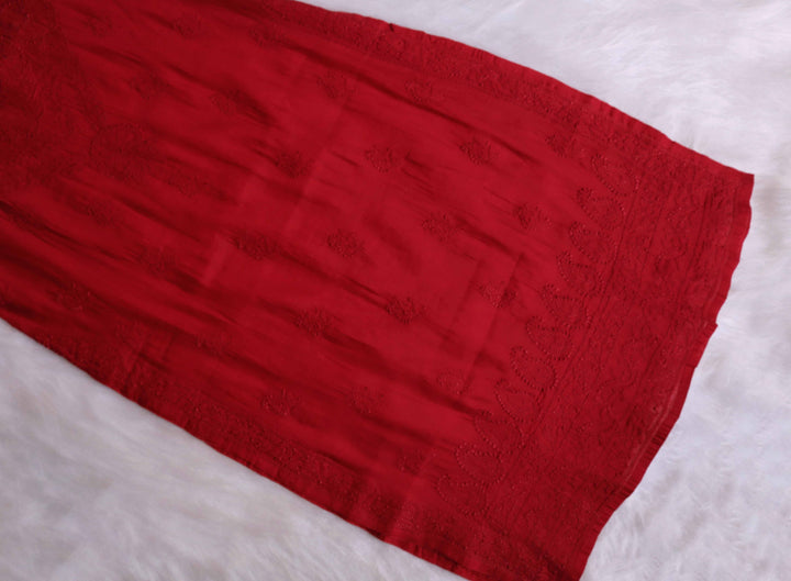 Alanah Red Long Chanderi Silk Kurta