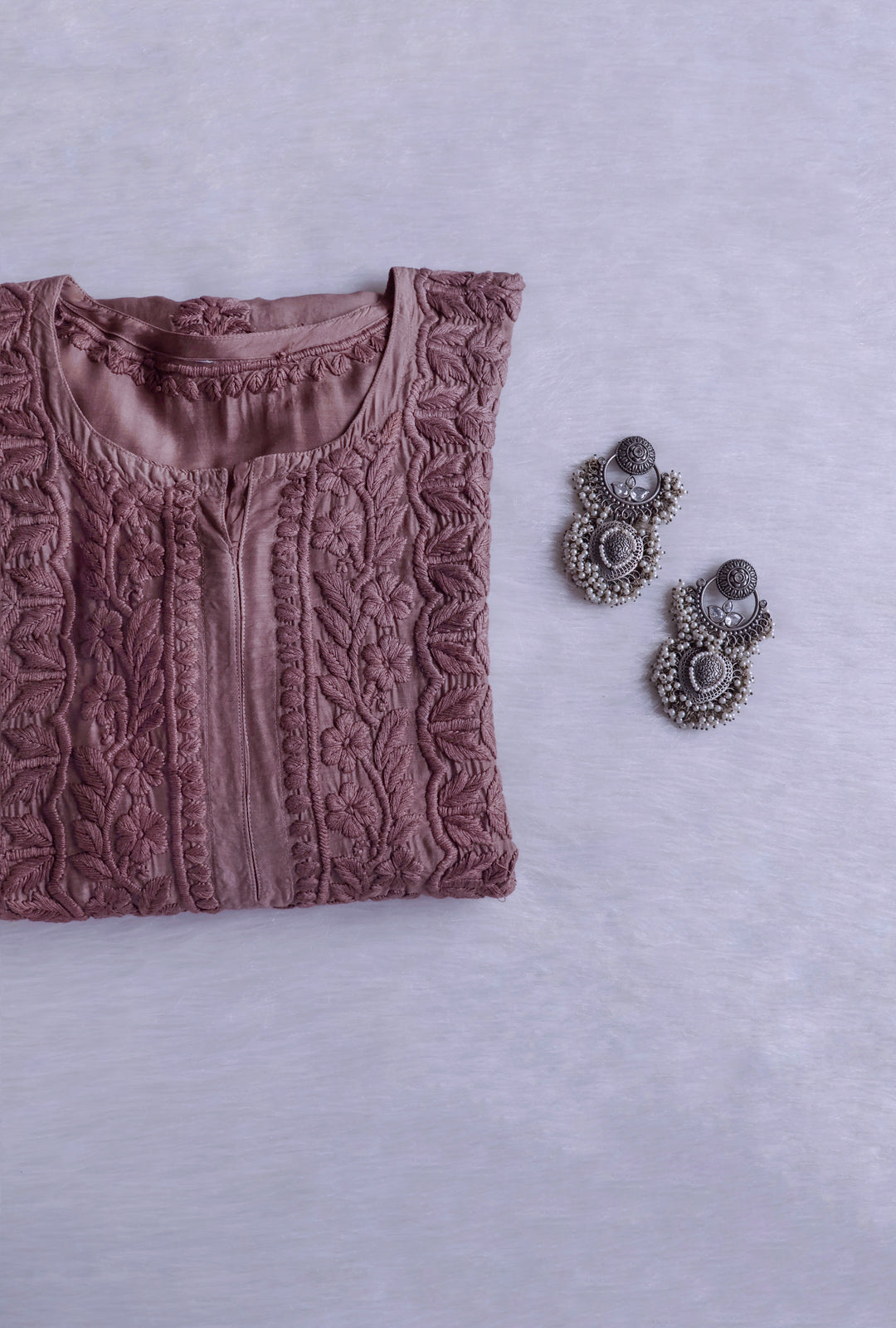 MehrNaaz Mocha Brown Pure Muslin Kurta