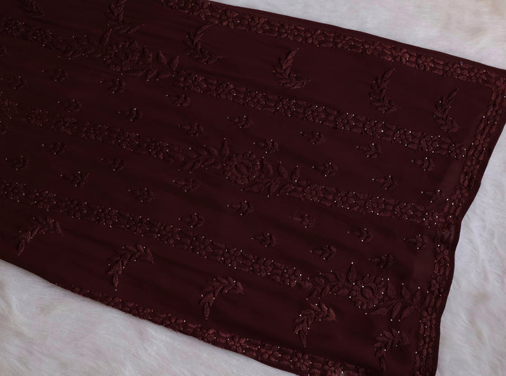 Zamda Chocolate Brown Viscose Georgette Kurta