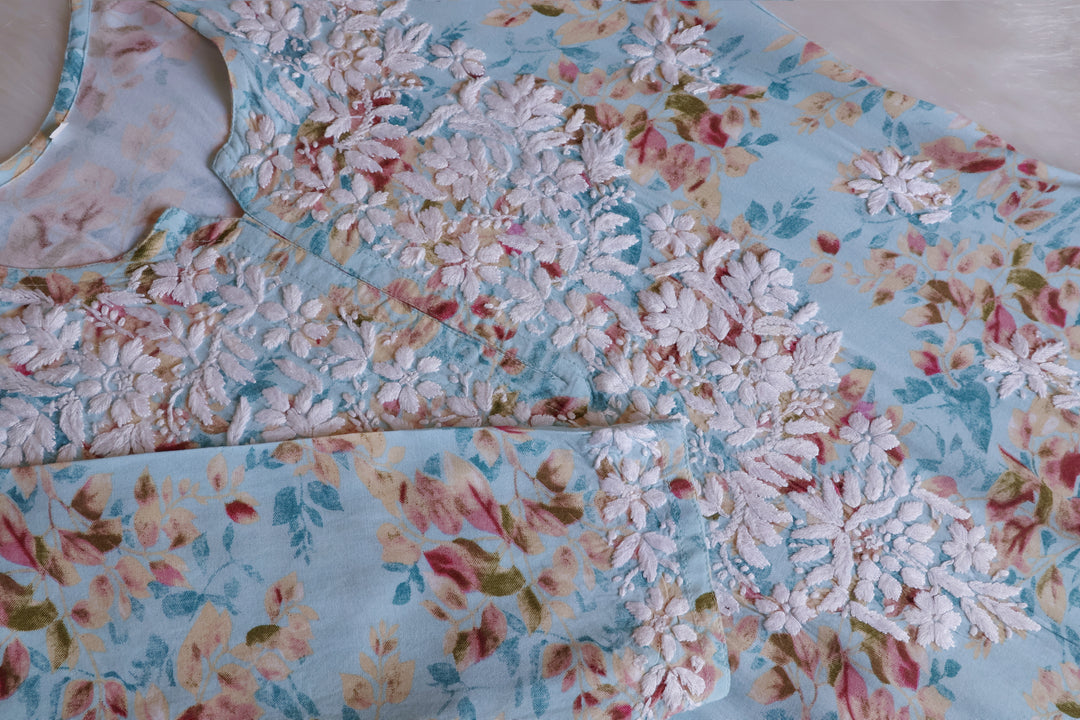 Maryam Sky Blue Long Modal Kurta