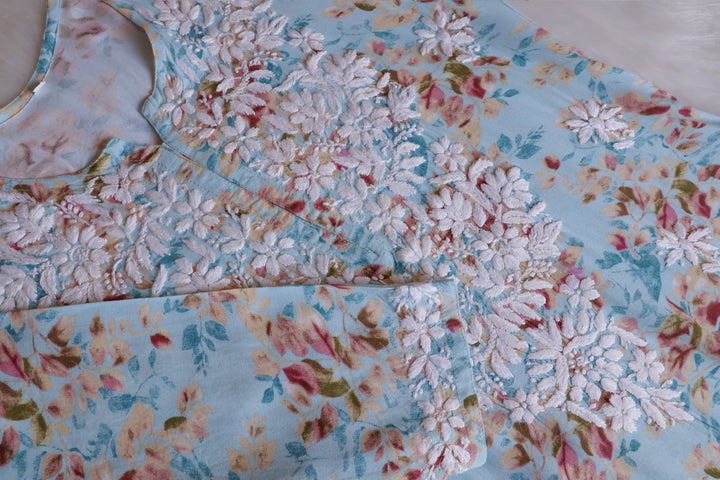 Maryam Sky Blue Long Modal Kurta