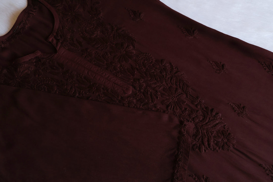 Zahrah Chocolate Brown Ombre Long Rayon Kurta