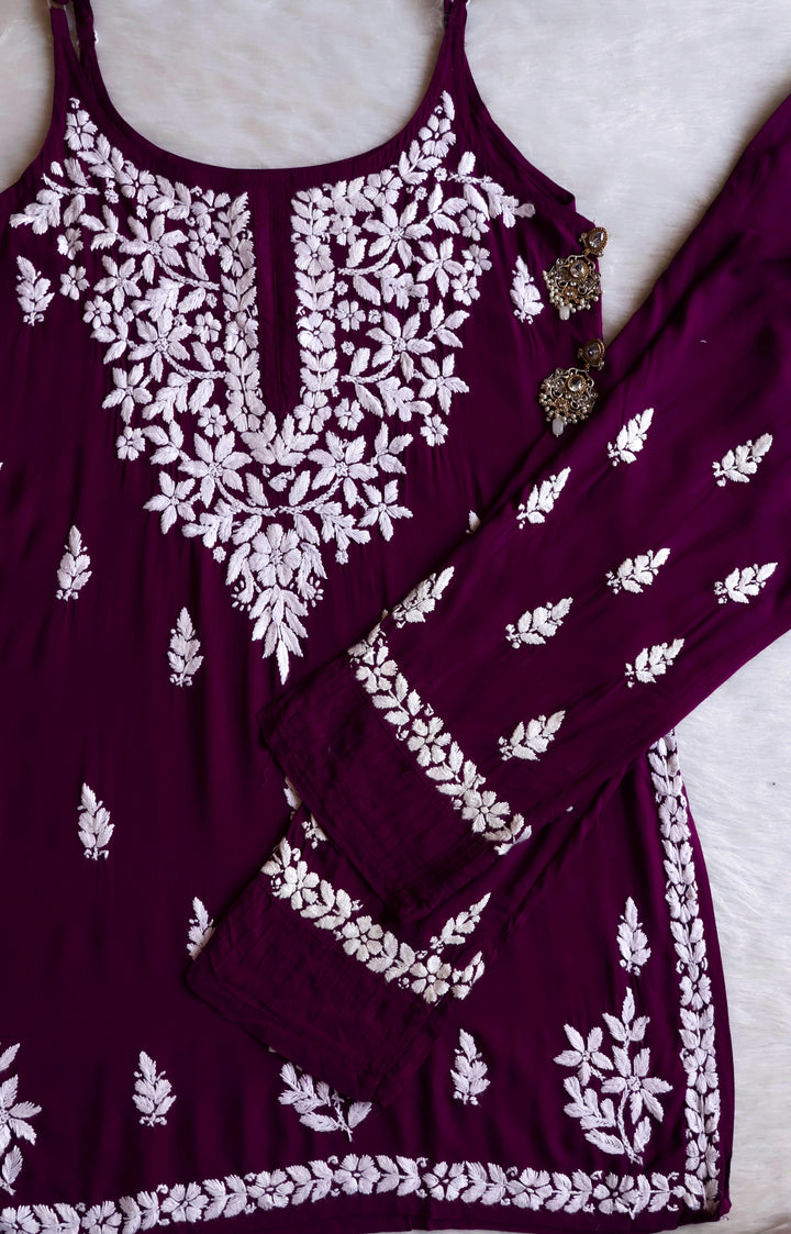 Mirha Deep Purple Sleeveless Modal Kurta Set