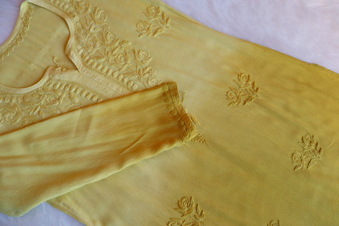 Gul Mustard Ombre Short Rayon Kurta