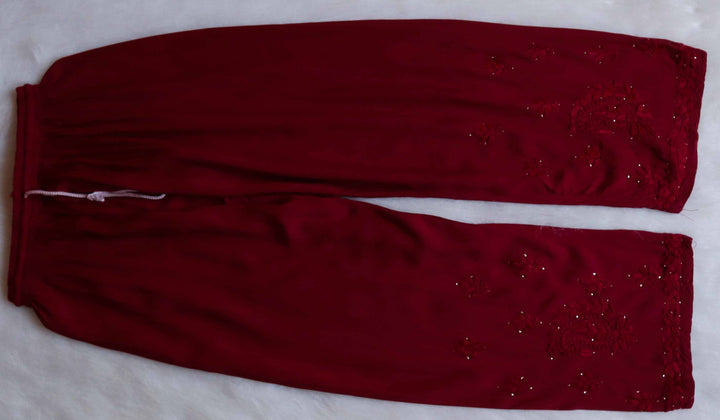 Naida Maroon 2 piece Rayon Mukaish set