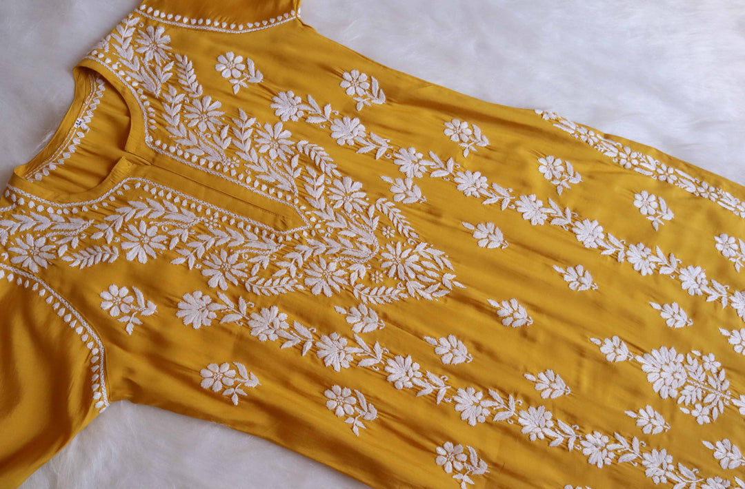 Saman Mustard & White Muslin Kurta
