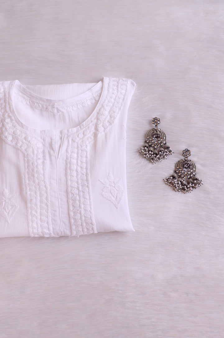 Saleha White Cotton Kurta