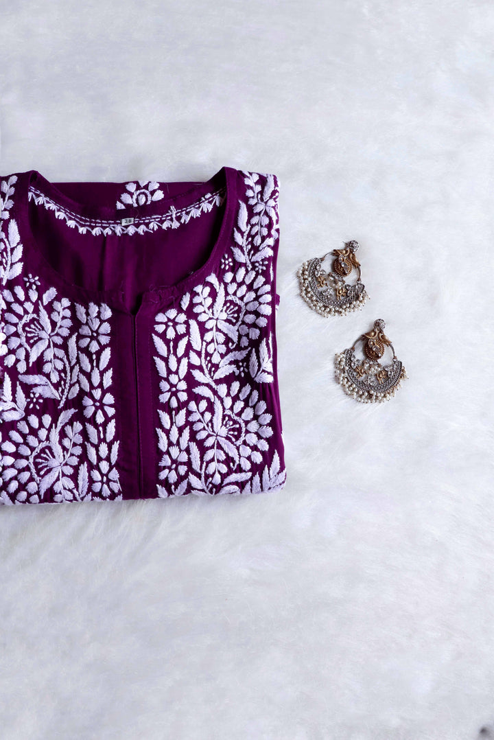 Rahaa Deep Purple Long Rayon kurta